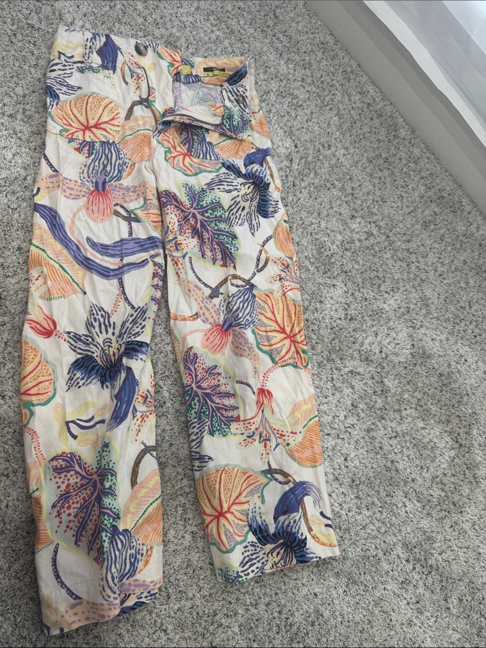 Maeve Cream Multi Floral Wide-Leg Pants